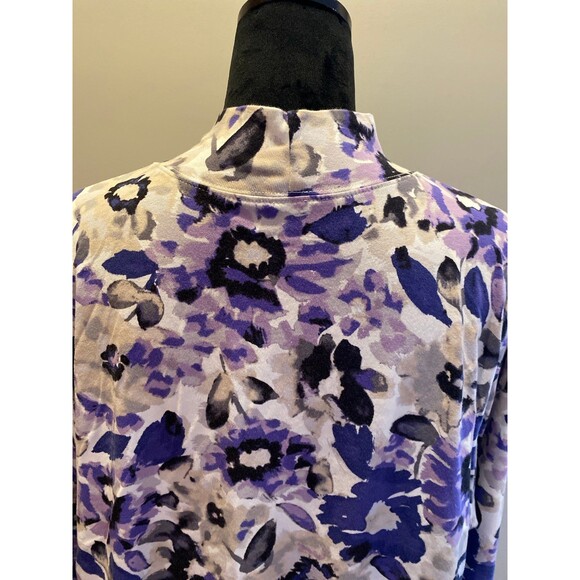 Croft & Barrow Turtleneck Blouse Plus Size 3X 96% Cotton Purple & Cream Top SOFT - Picture 6 of 10